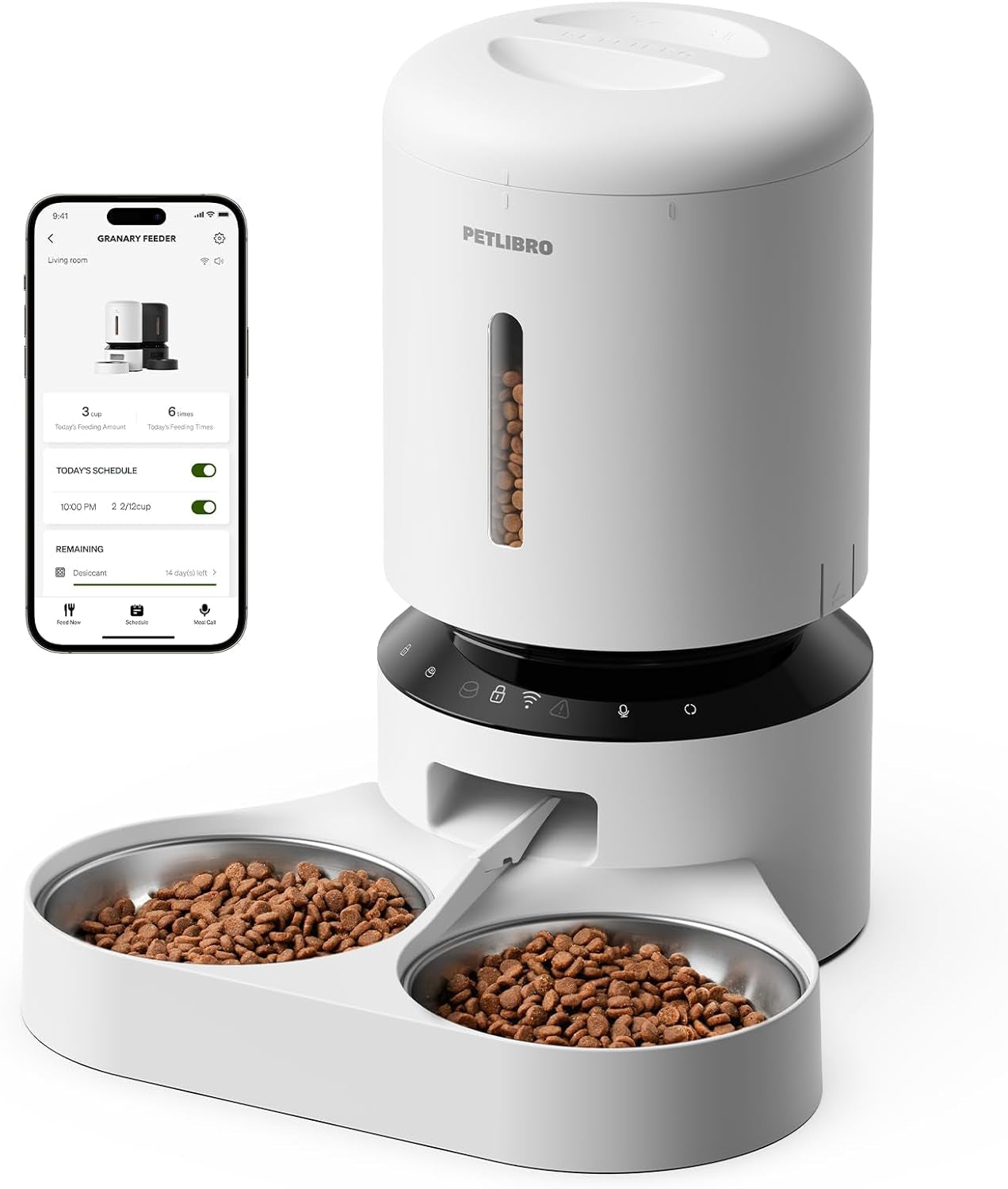 PETLIBRO Automatic Cat Feeder with Camera for Two Cats, 1080P HD Video with Night Vision, 5G Wifi Pet Feeder with Phone APP Control, 2-Way Audio for Cat & Dog, Low Food & Motion & Sound Alerts