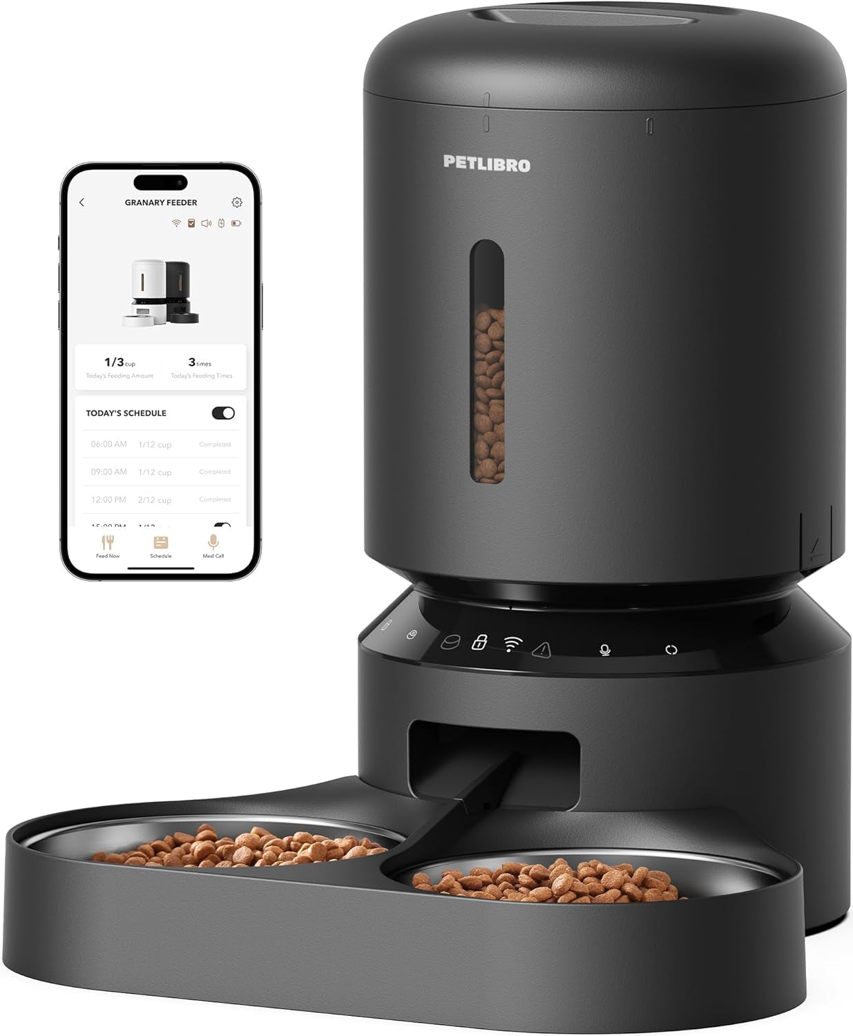 PETLIBRO Automatic Cat Feeder with Camera for Two Cats, 1080P HD Video with Night Vision, 5G Wifi Pet Feeder with Phone APP Control, 2-Way Audio for Cat & Dog, Low Food & Motion & Sound Alerts
