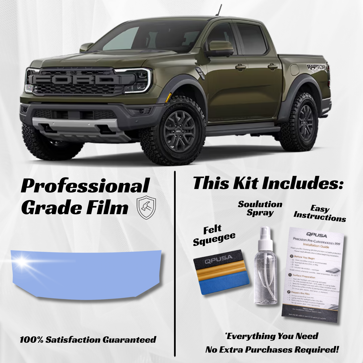 Ford Ranger Raptor (2024-2026) Partial Hood PPF Protection Kit - Pre-Cut