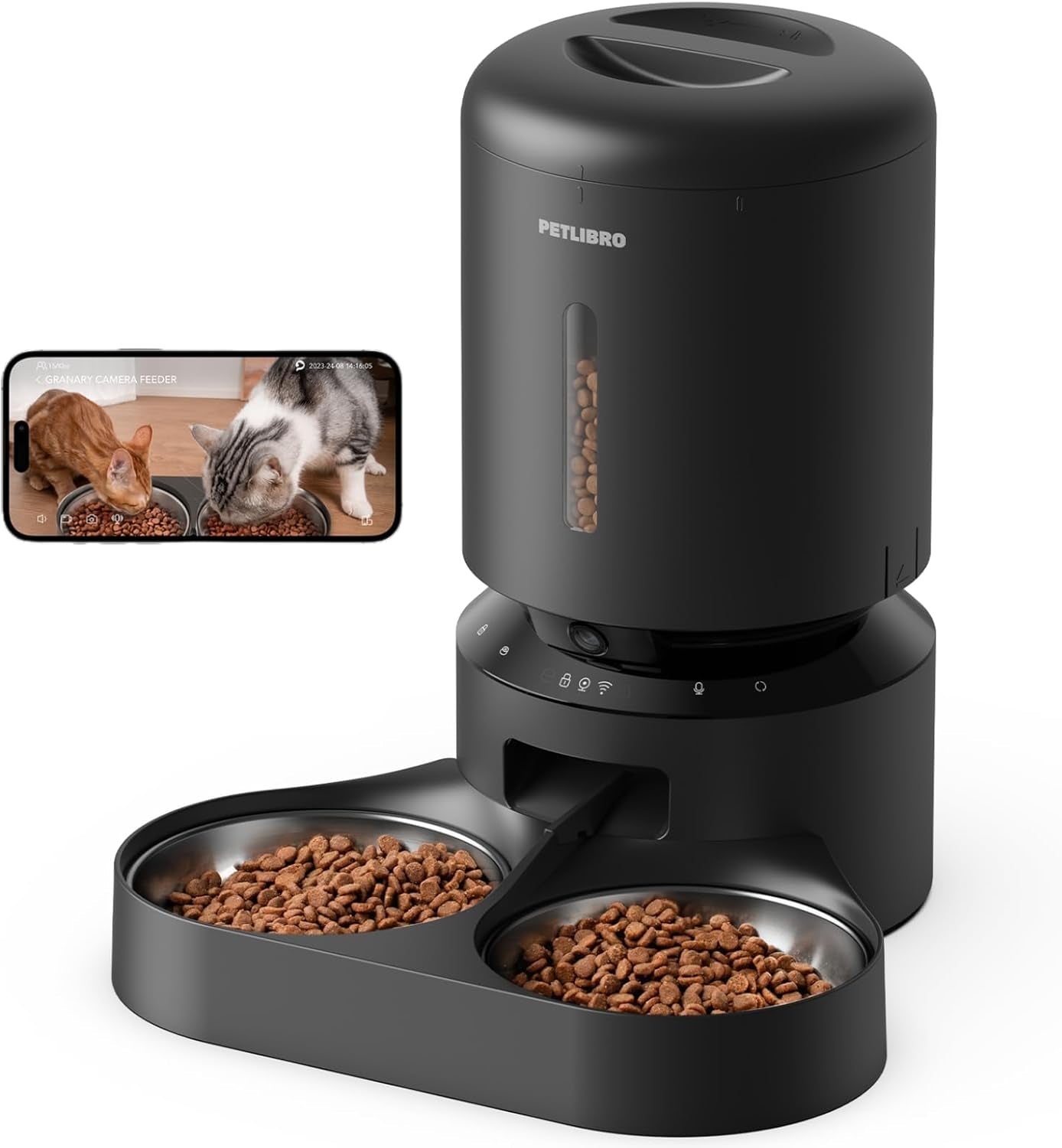 PETLIBRO Automatic Cat Feeder with Camera for Two Cats, 1080P HD Video with Night Vision, 5G Wifi Pet Feeder with Phone APP Control, 2-Way Audio for Cat & Dog, Low Food & Motion & Sound Alerts