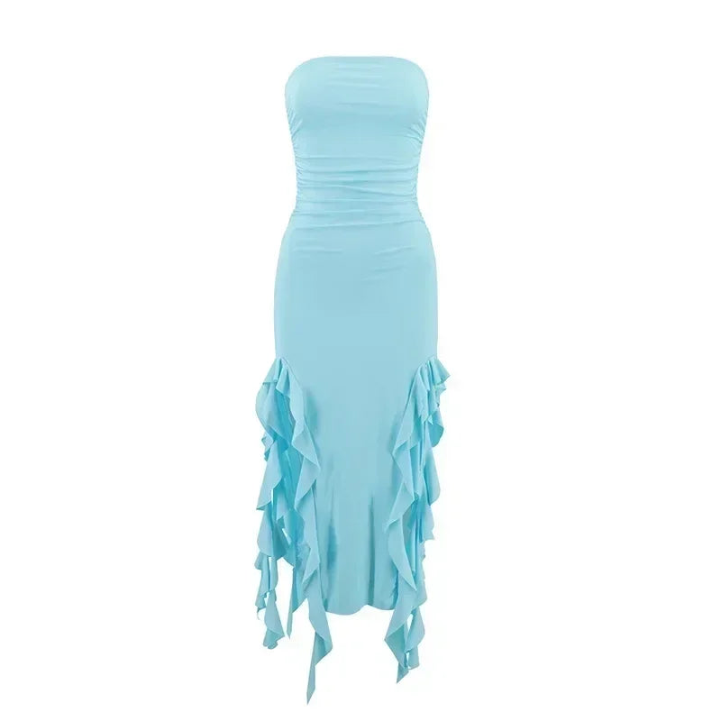 Women's Sleeveless Bodycon Maxi Dress – Off-Shoulder Slit Style