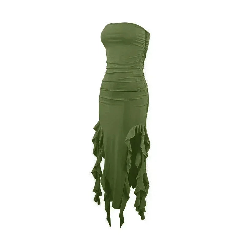 Women's Sleeveless Bodycon Maxi Dress – Off-Shoulder Slit Style