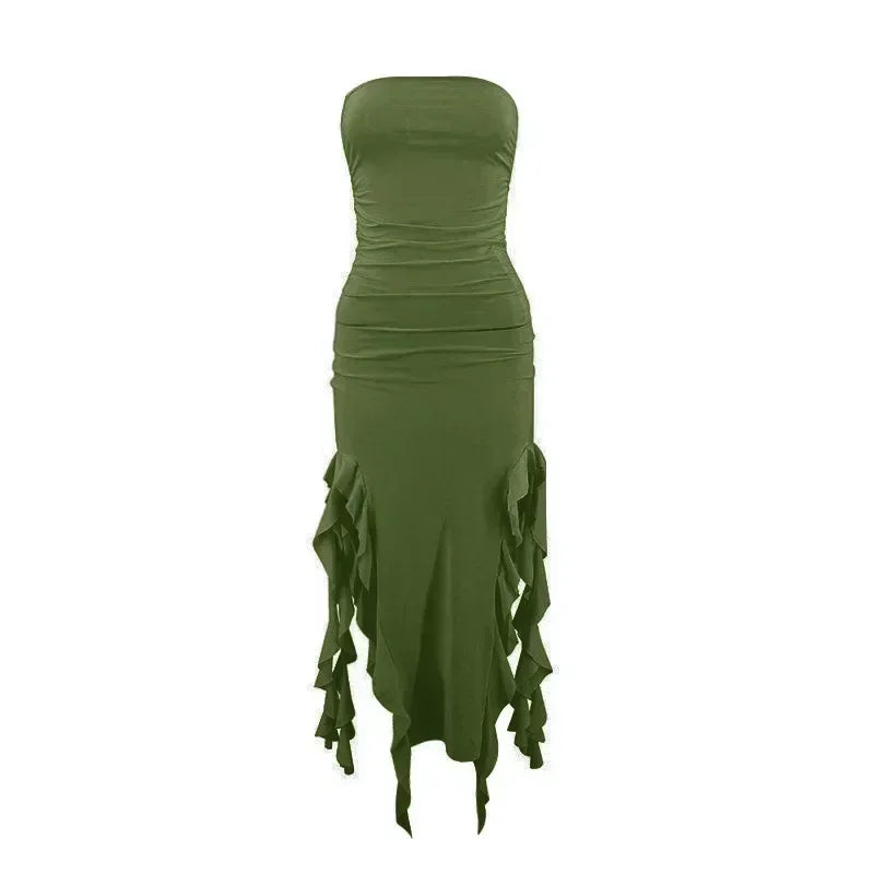 Women's Sleeveless Bodycon Maxi Dress – Off-Shoulder Slit Style