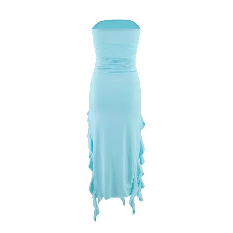 Women's Sleeveless Bodycon Maxi Dress – Off-Shoulder Slit Style