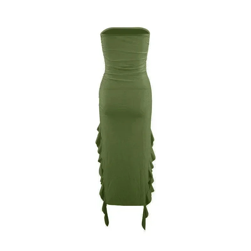 Women's Sleeveless Bodycon Maxi Dress – Off-Shoulder Slit Style