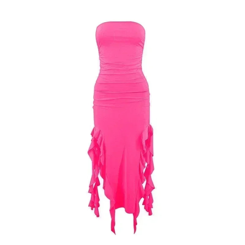 Women's Sleeveless Bodycon Maxi Dress – Off-Shoulder Slit Style