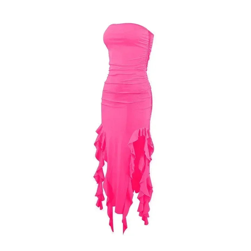 Women's Sleeveless Bodycon Maxi Dress – Off-Shoulder Slit Style