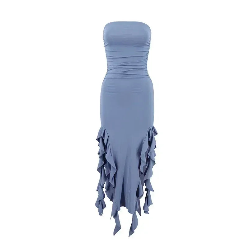 Women's Sleeveless Bodycon Maxi Dress – Off-Shoulder Slit Style