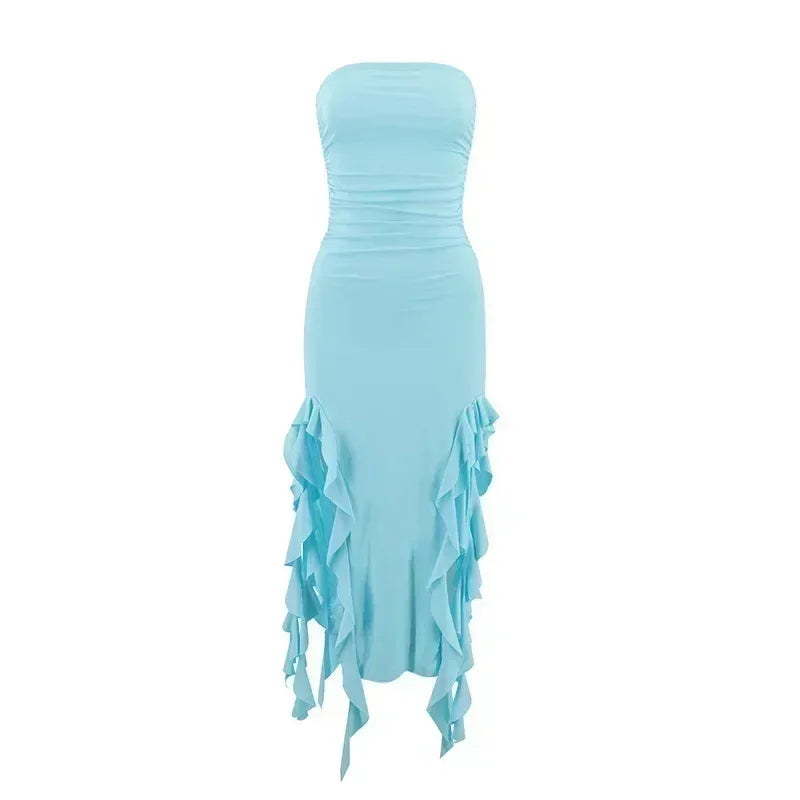 Women's Sleeveless Bodycon Maxi Dress – Off-Shoulder Slit Style
