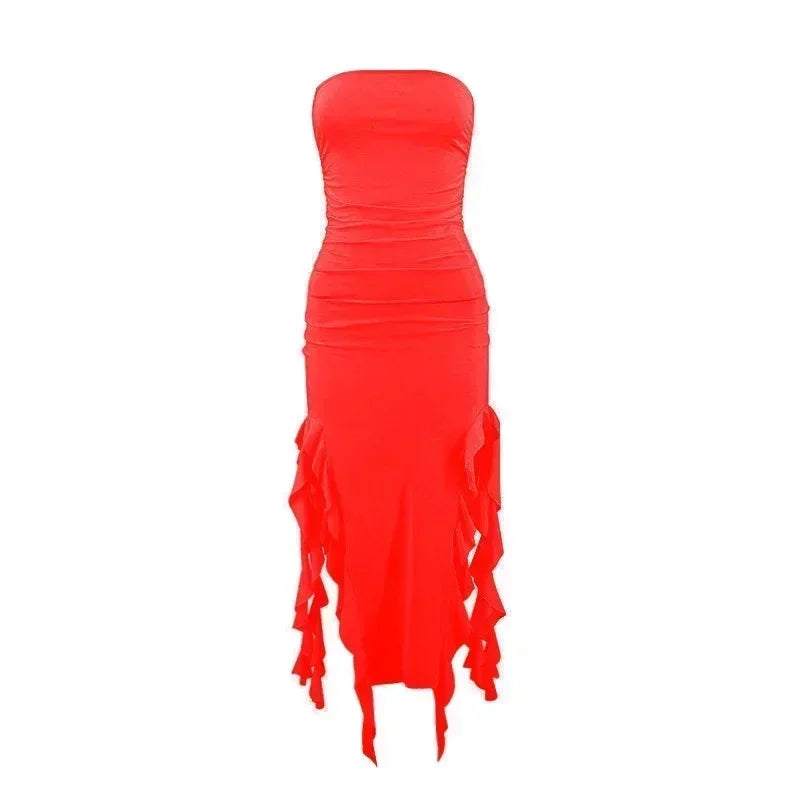 Women's Sleeveless Bodycon Maxi Dress – Off-Shoulder Slit Style