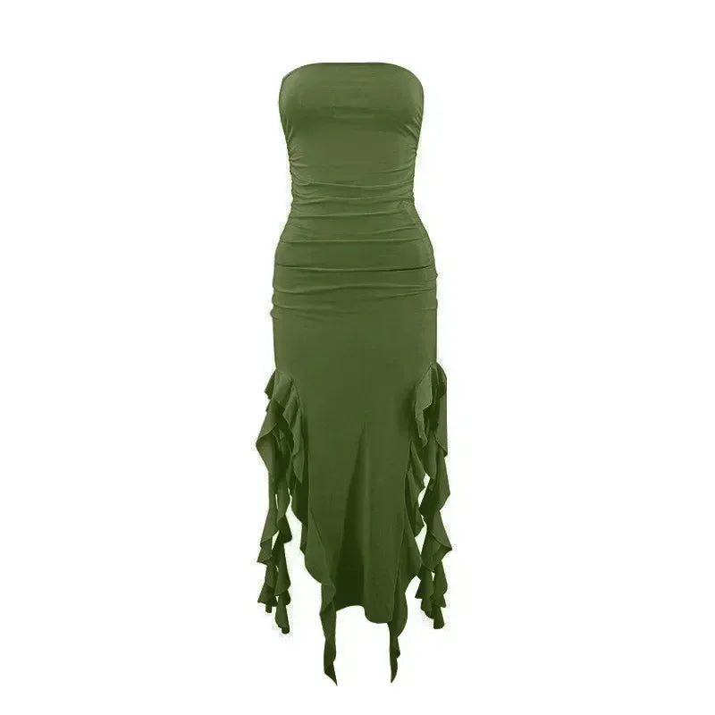 Women's Sleeveless Bodycon Maxi Dress – Off-Shoulder Slit Style
